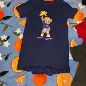 Ralph Lauren Blue Polo Bear Romper